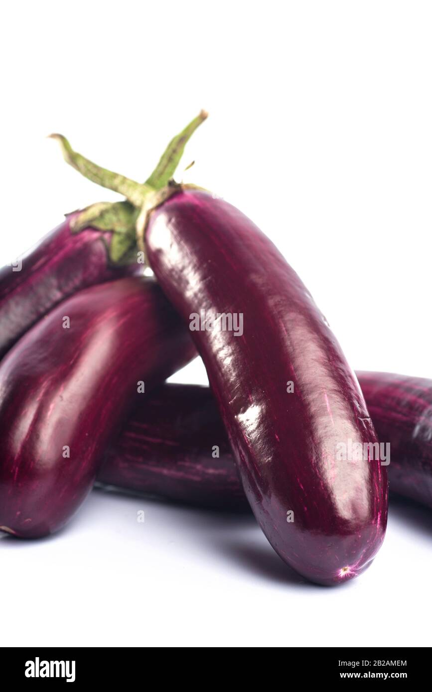 Eggplant or aubergine or brinjal vegetable isolated on a white