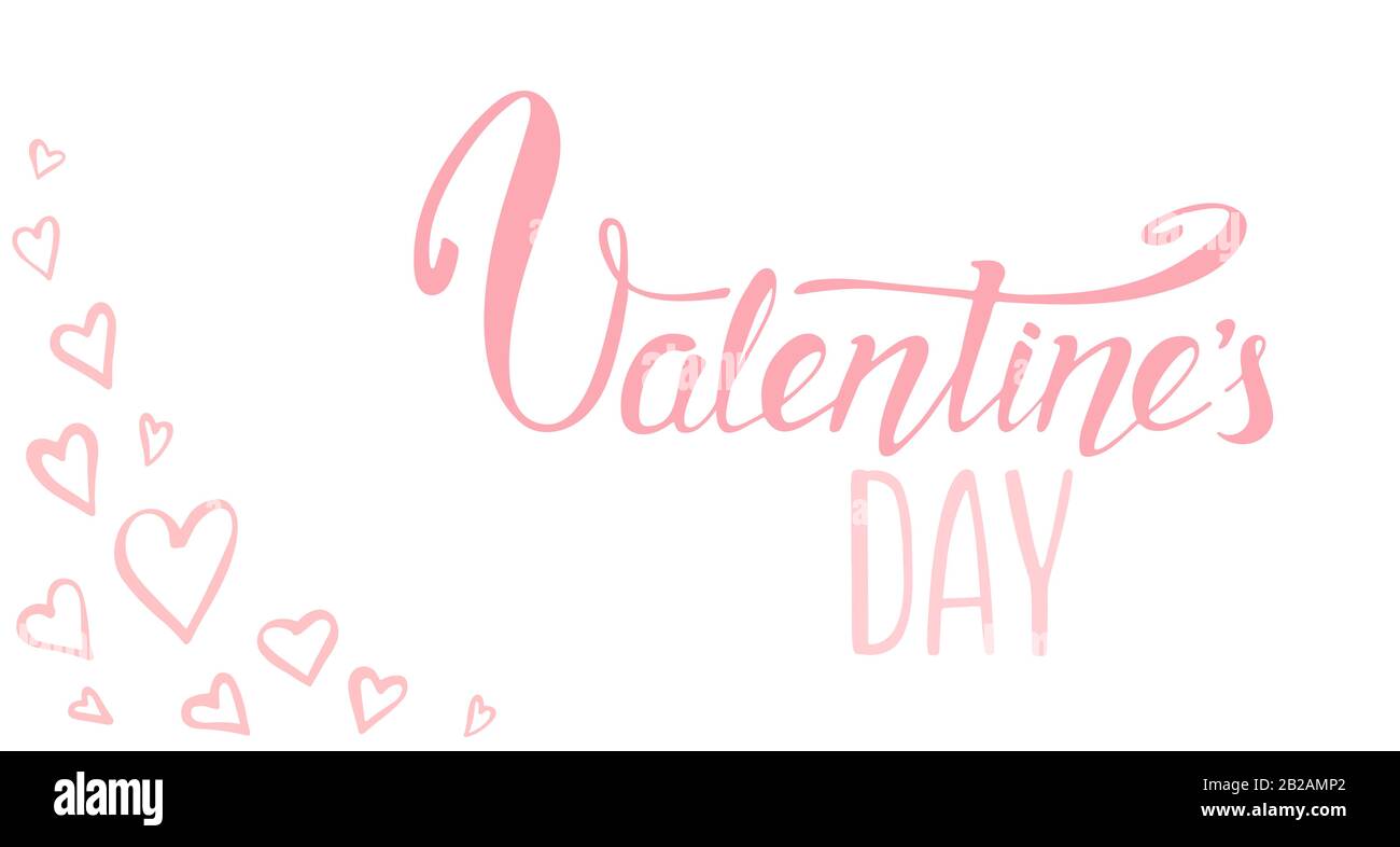 Valentine day doodle Handwritten text. Hand drawn romantic lettering ...