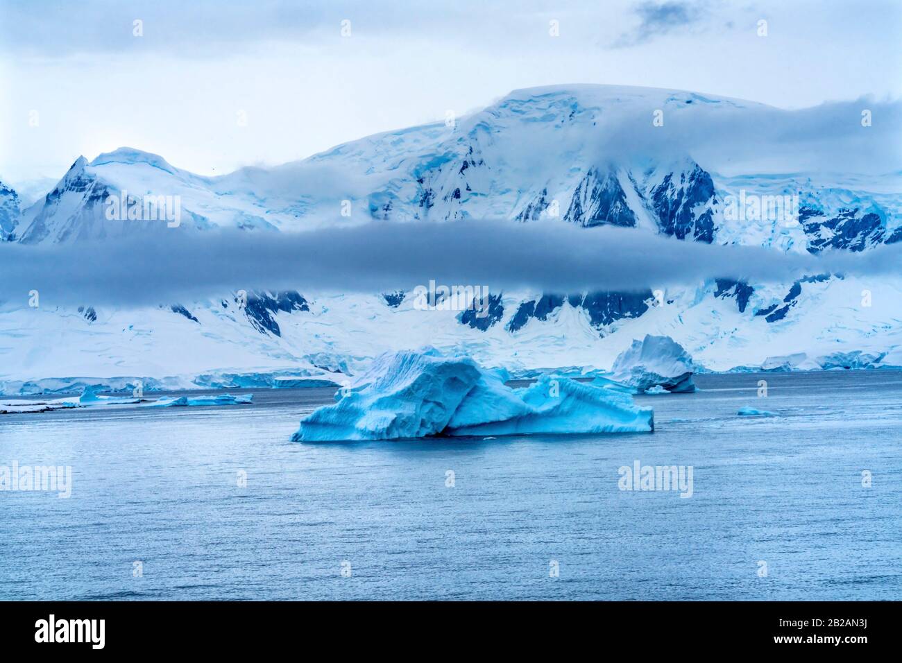 Blue Iceberg Glaciers Snow Moiuintains Charlotte Harbor Antarctic