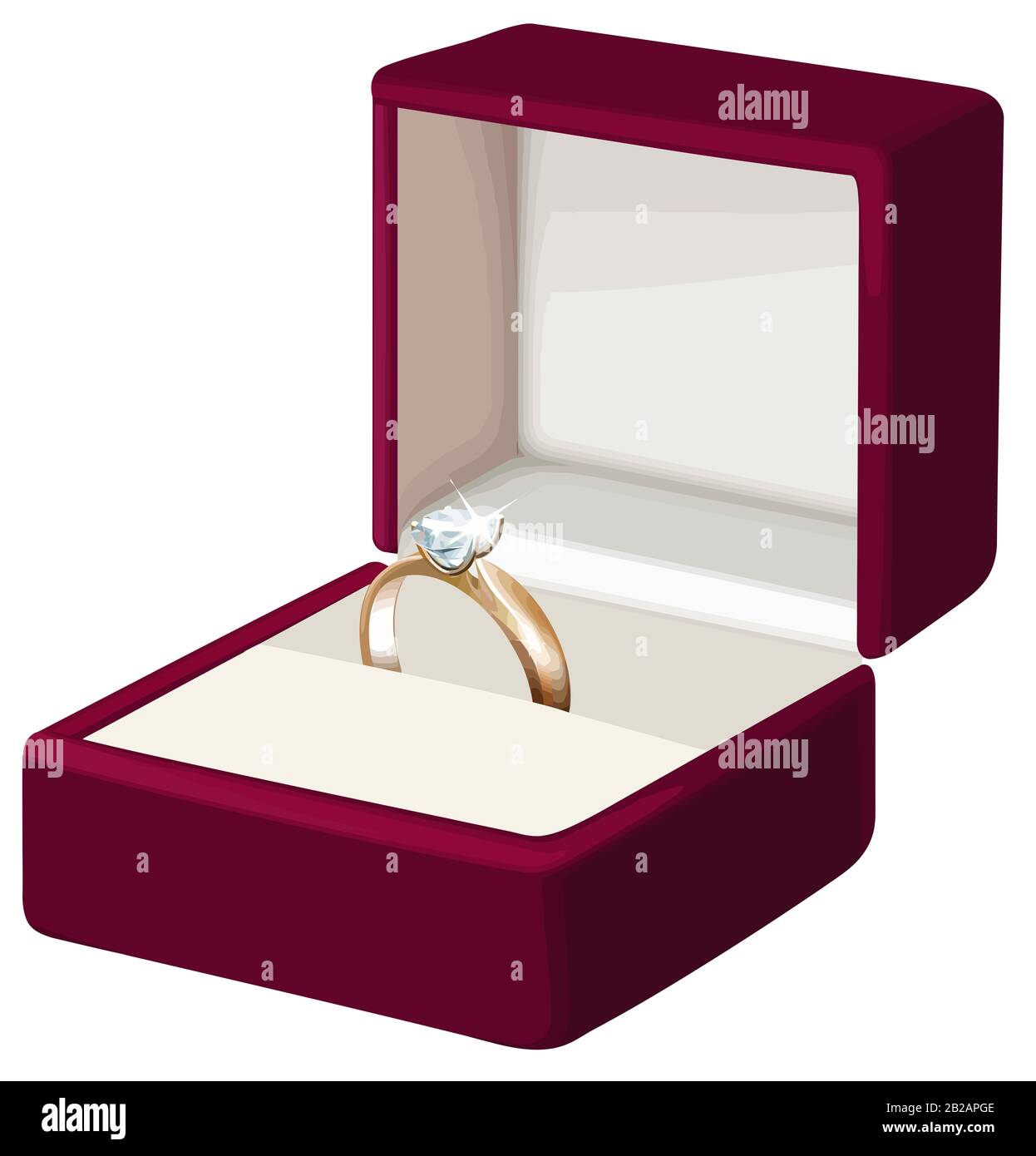 wedding ring in box engagement gold diamond shiny illustration Stock ...