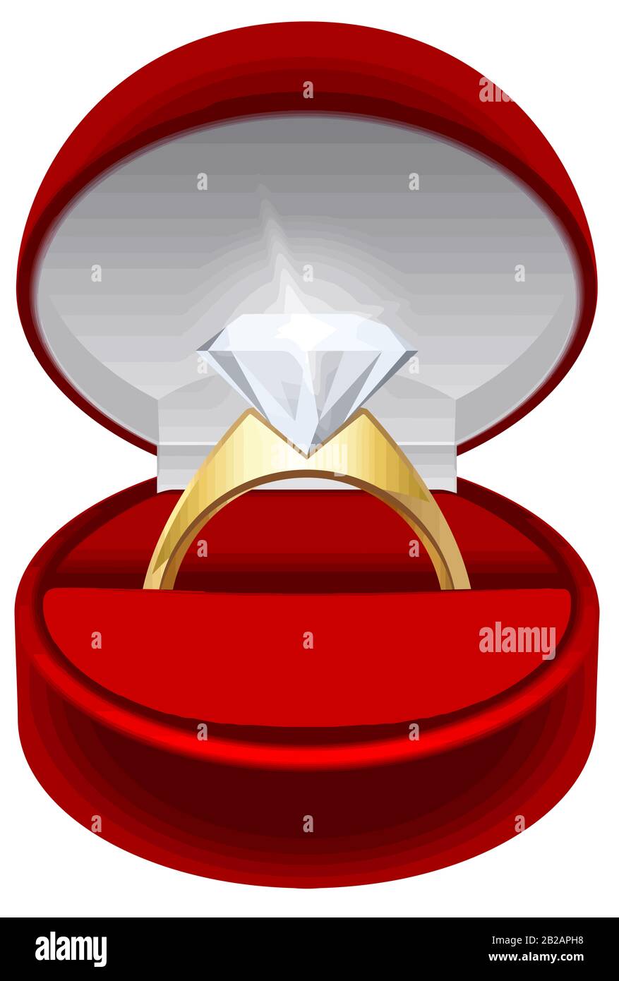 wedding ring in box engagement gold diamond shiny jewel illustration