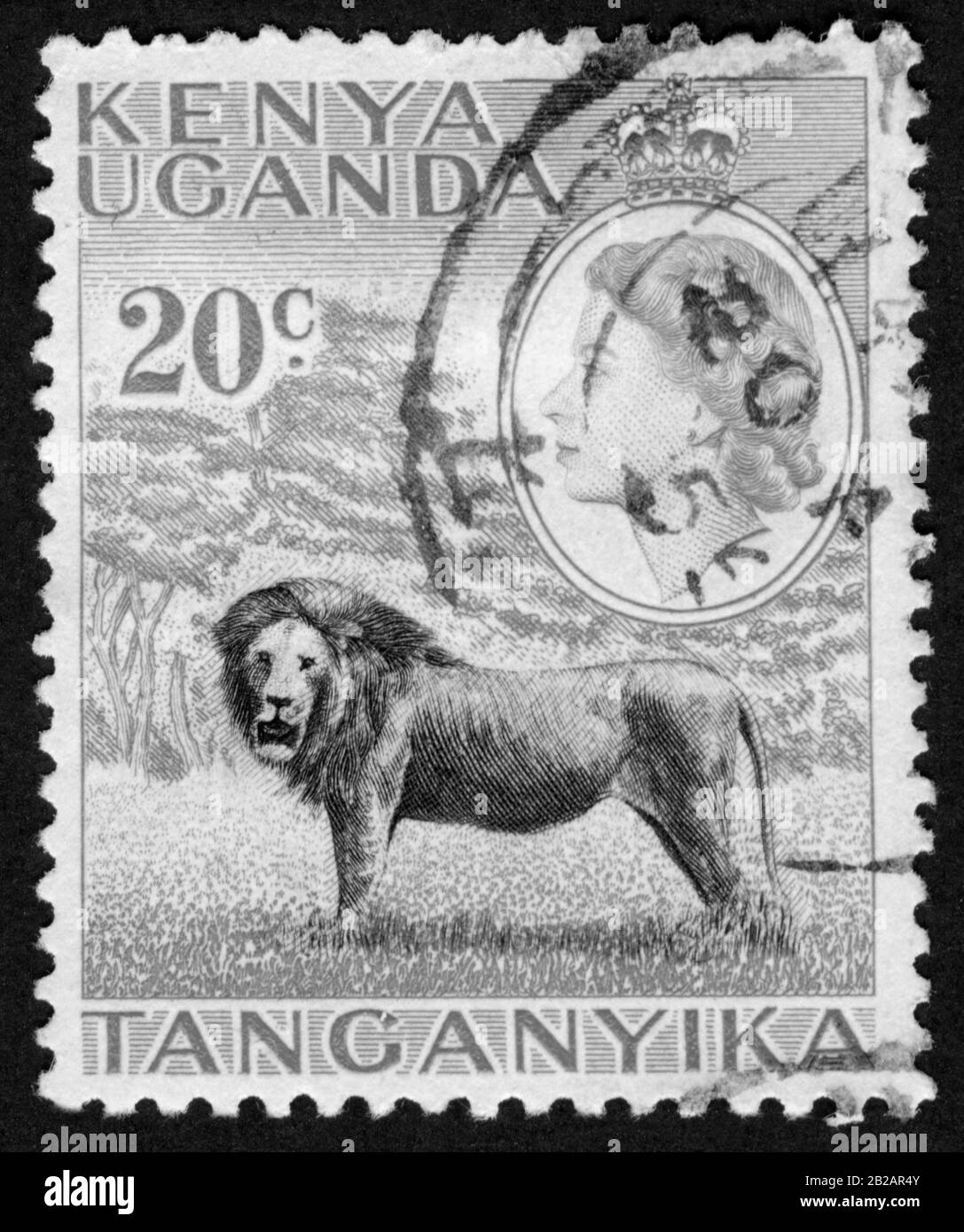 Stamp print in Uganda,Kenya,Tanganyika,animals, Stock Photo