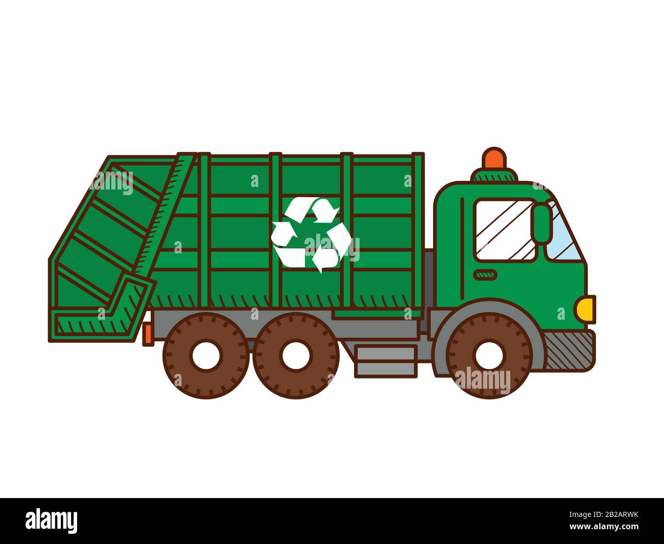 Garbage truck isolated on white background. Vector illustration Stock Vector