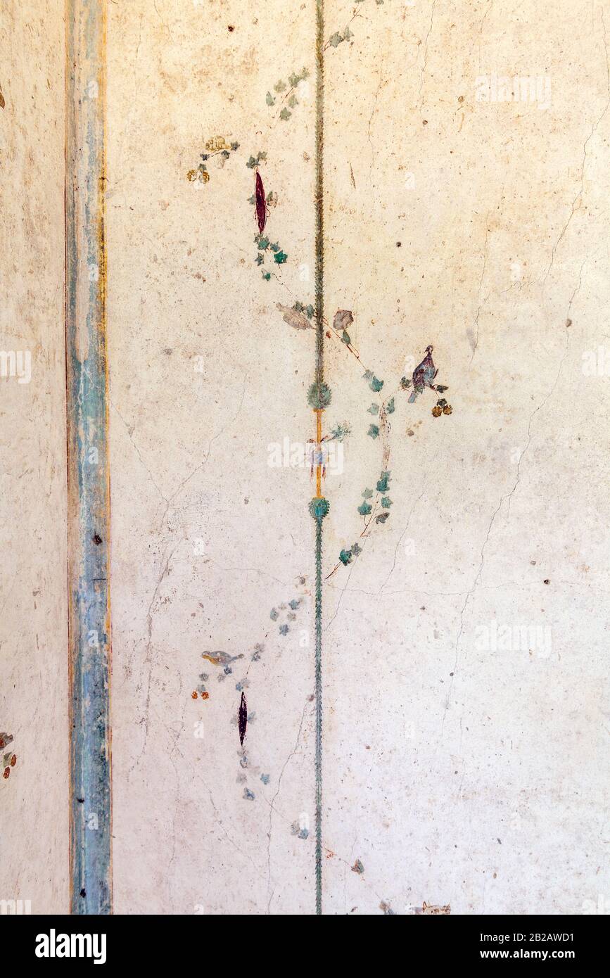 Oplontis Villa of Poppea - The walls of the portico decorated in IV style Stock Photo