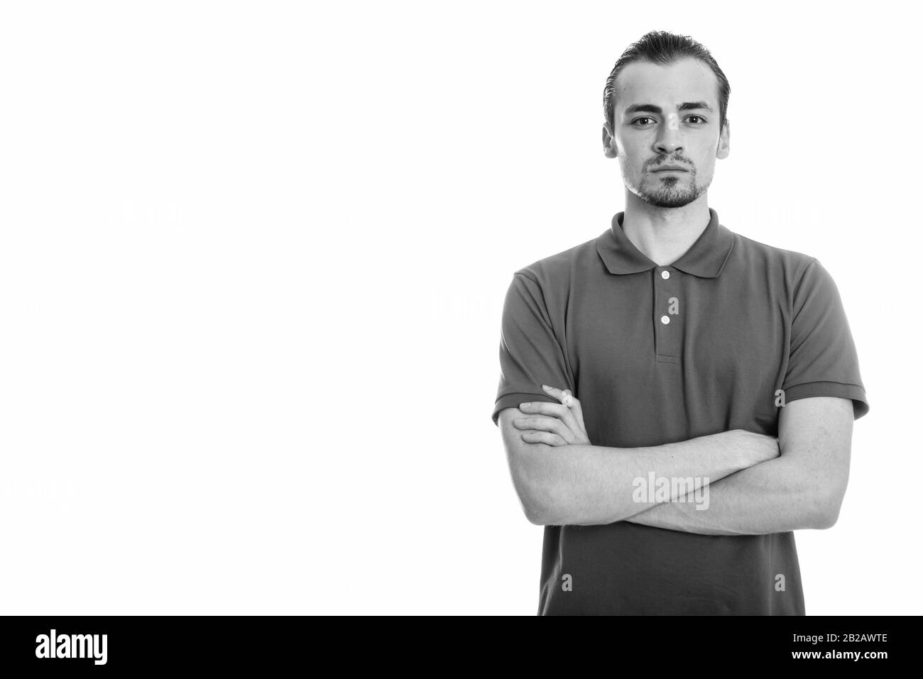 White background arms crossed Black and White Stock Photos & Images - Alamy