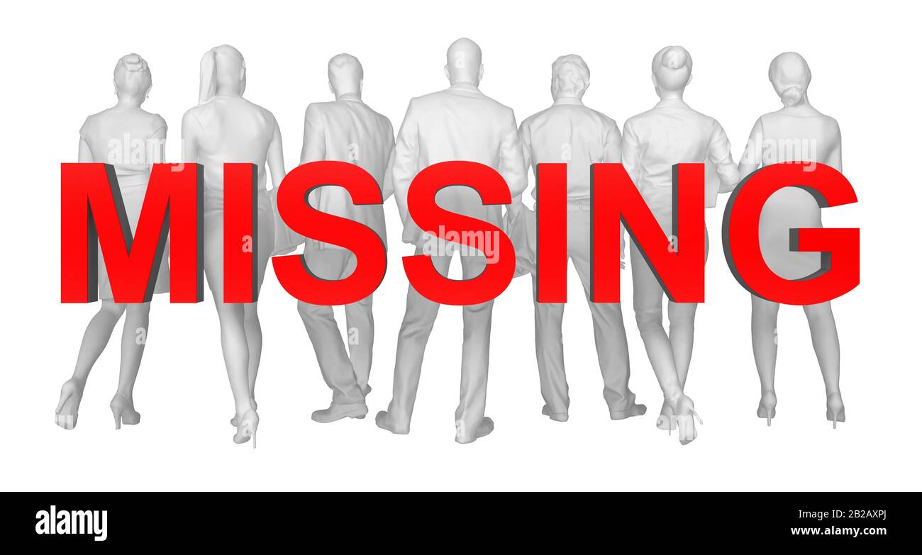 group of missing people concept. 3d rendering Stock Photo