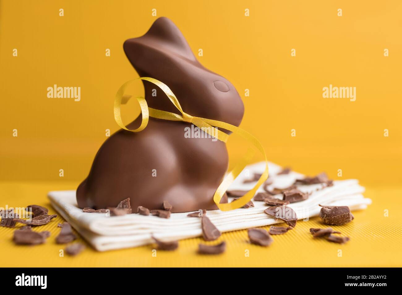 Delicious Easter holiday chocolate bunny, eggs and sweets Stock Photo