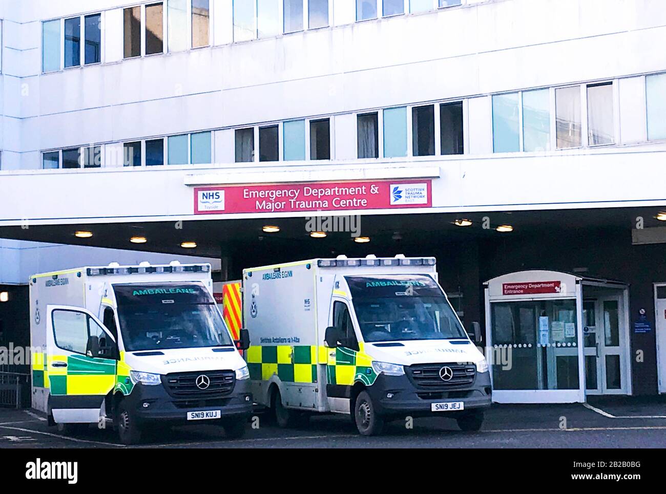A view of the A&E entrance of Ninewells Hospital, Dundee, Tayside Stock