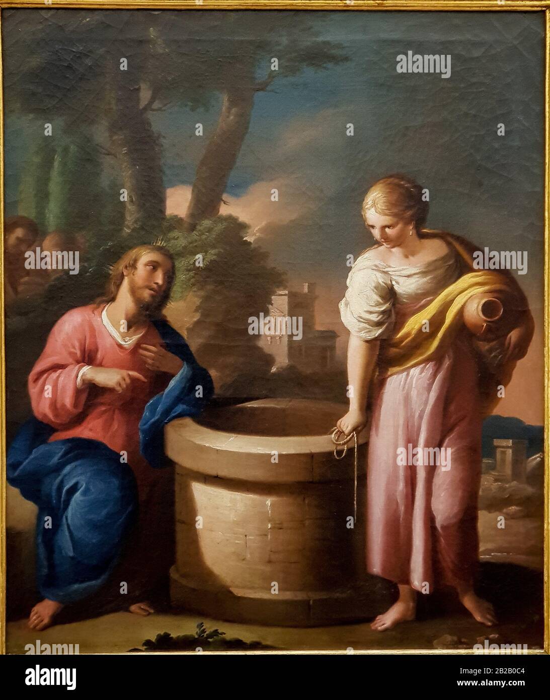 '''Cristo con la Samaritana en el Pozo (Christ with the Samaritan woman at the well)'', José Camarón Bonanat (1731-1803), oil on canvas. Stock Photo