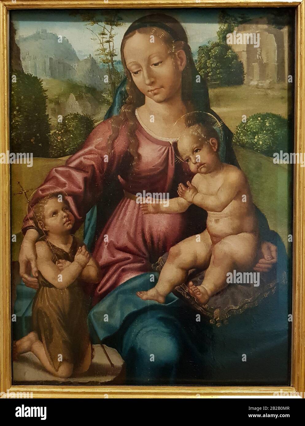 '''Virgen con el Niño y San Juanito (Virgin with Child and John the Baptist)'', Paolo da San Leocadio (1447-1519) Stock Photo