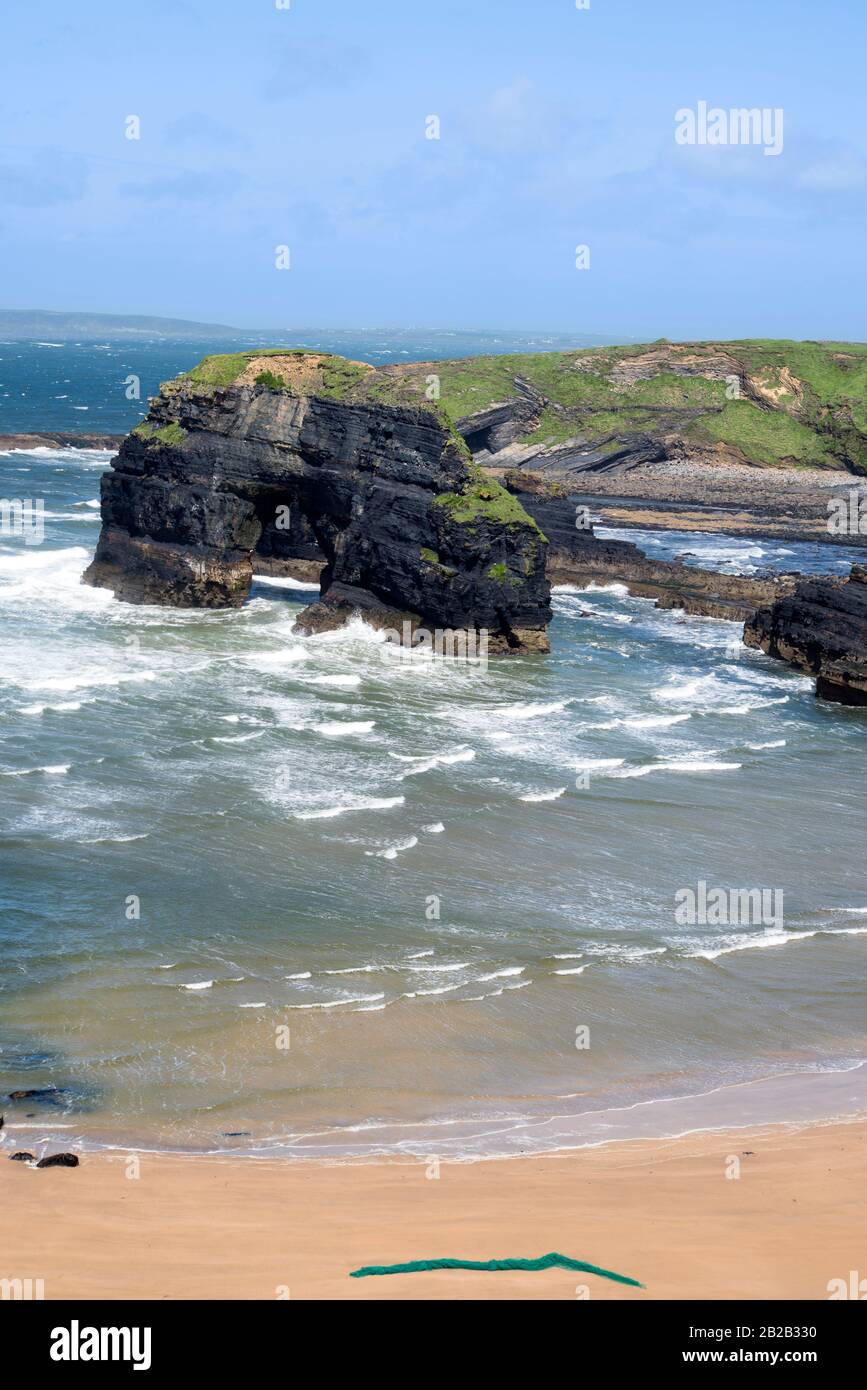 net on the nuns beach at the virgin rock on the wild atlantic way in county kerry ireland Stock Photo