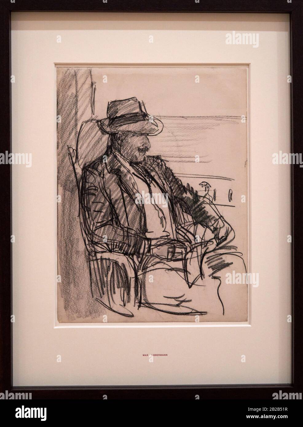 '''Self-Portrait Sitting in an Armchair and Wearing a Straw Hat'', 1910, Max Liebermann (1847-1935) Stock Photo