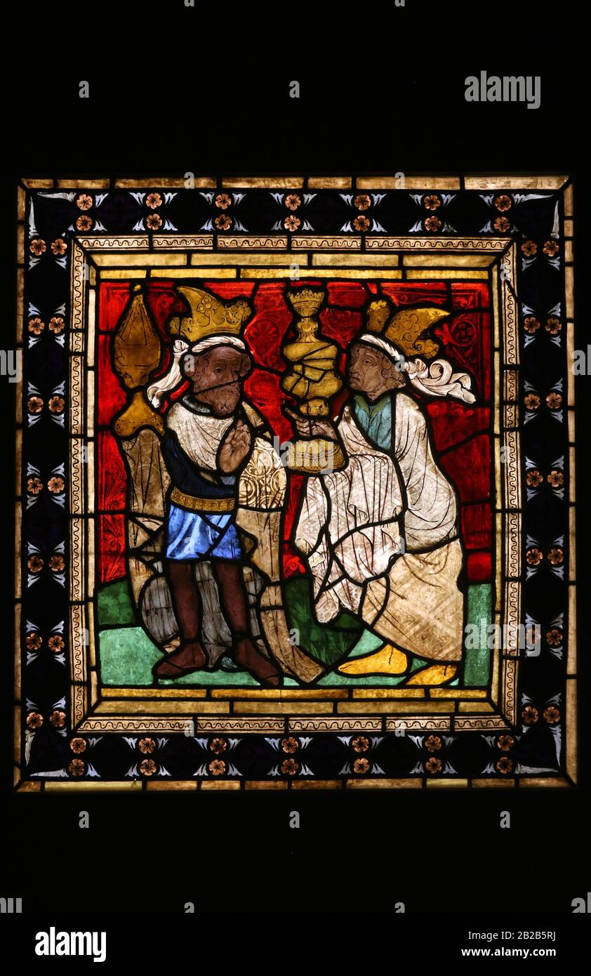Cracow. Krakow. Poland. Medieval stained glass window. Adoration of the  Magi. Cracow, ca. 1440. Cracow dominicans cloister. Right side Stock Photo  - Alamy