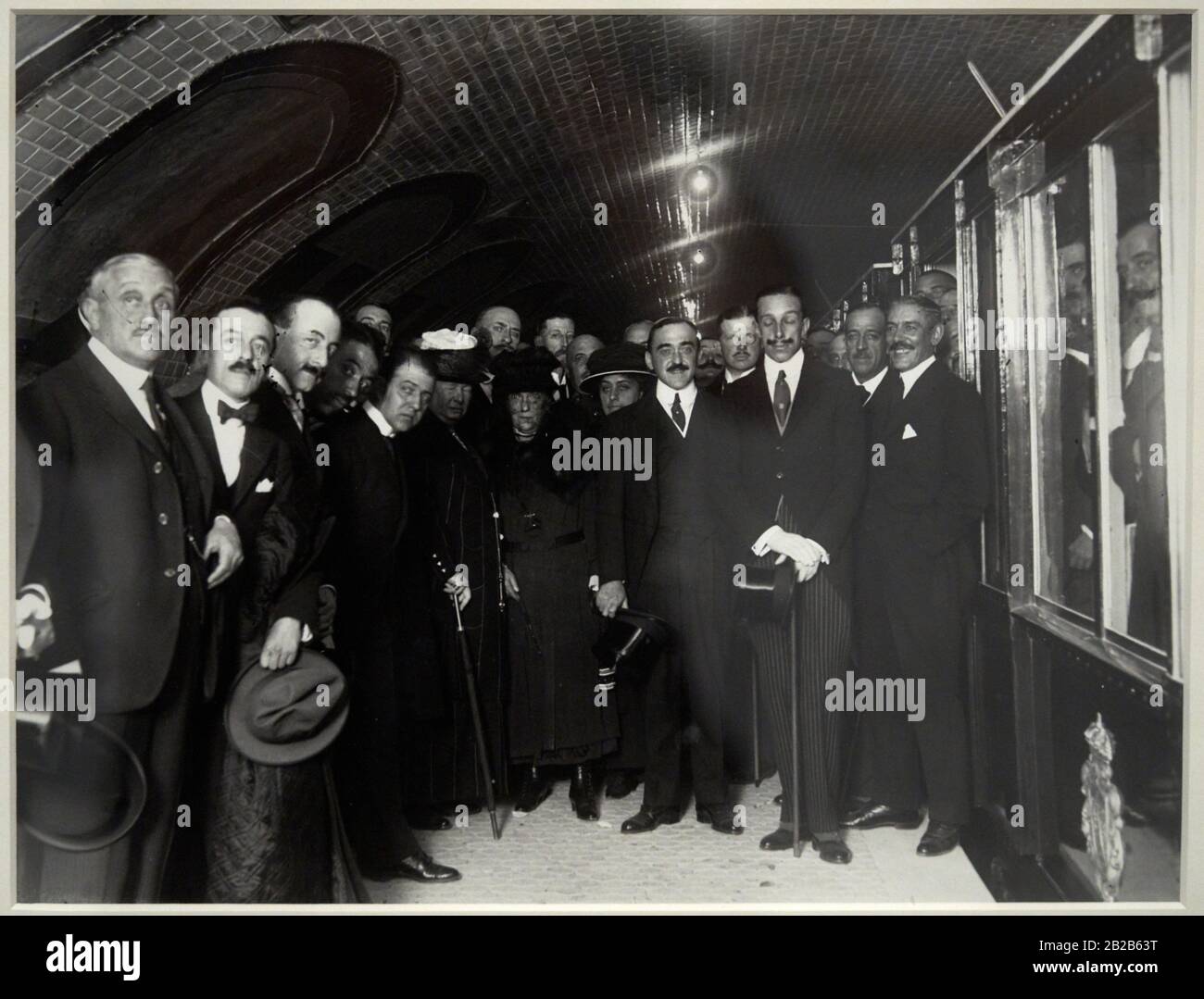 '''Alfonso XIII Opens the First Section of the Madrid Underground System'', 13-04-1916, Alfonso Sanchez García (1880-1953) Stock Photo