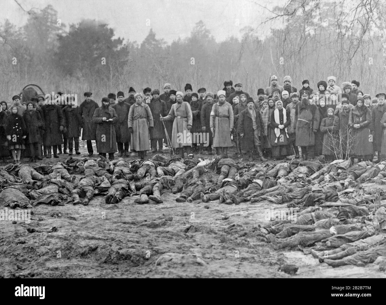 A massacre committed by the Red Army in Rakvere (Wesenberg) in Estonia during the Estonian War of Independence. Stock Photo