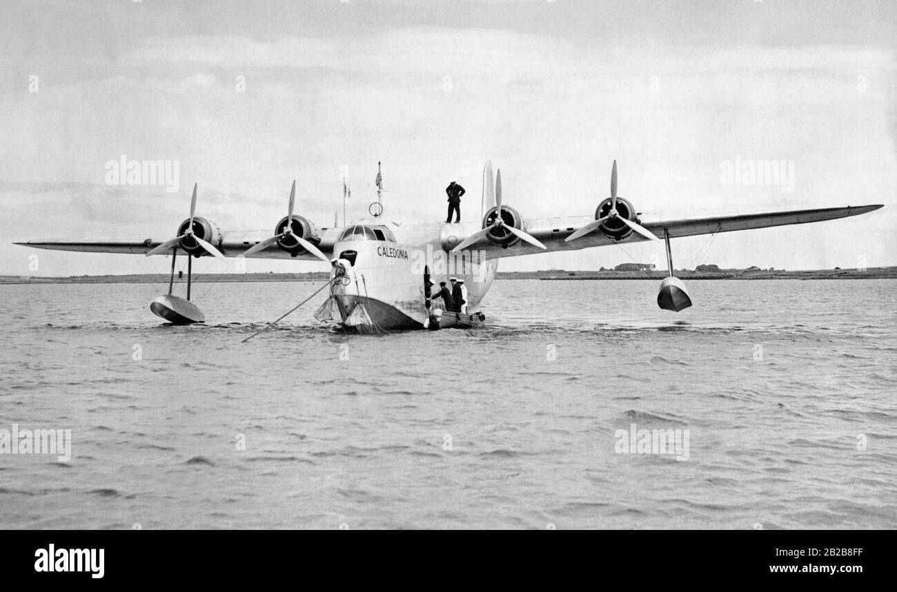 The Short Empire flying boat 'Caledonia' of Imperial Airways shortly before its first Atlantic crossing. Stock Photo