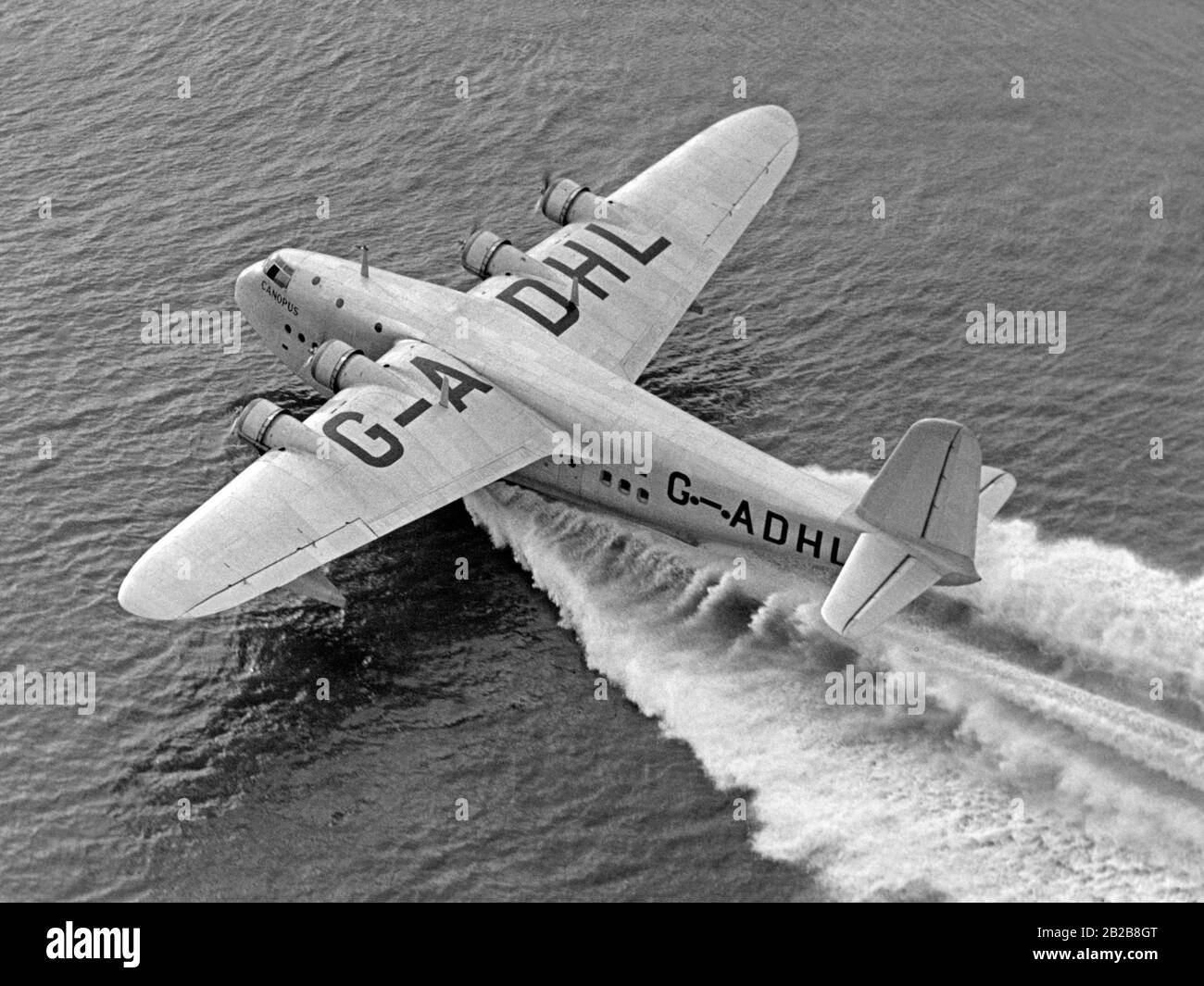 The flying boat 'Canopus' of the Imperial Airways at take off. Stock Photo