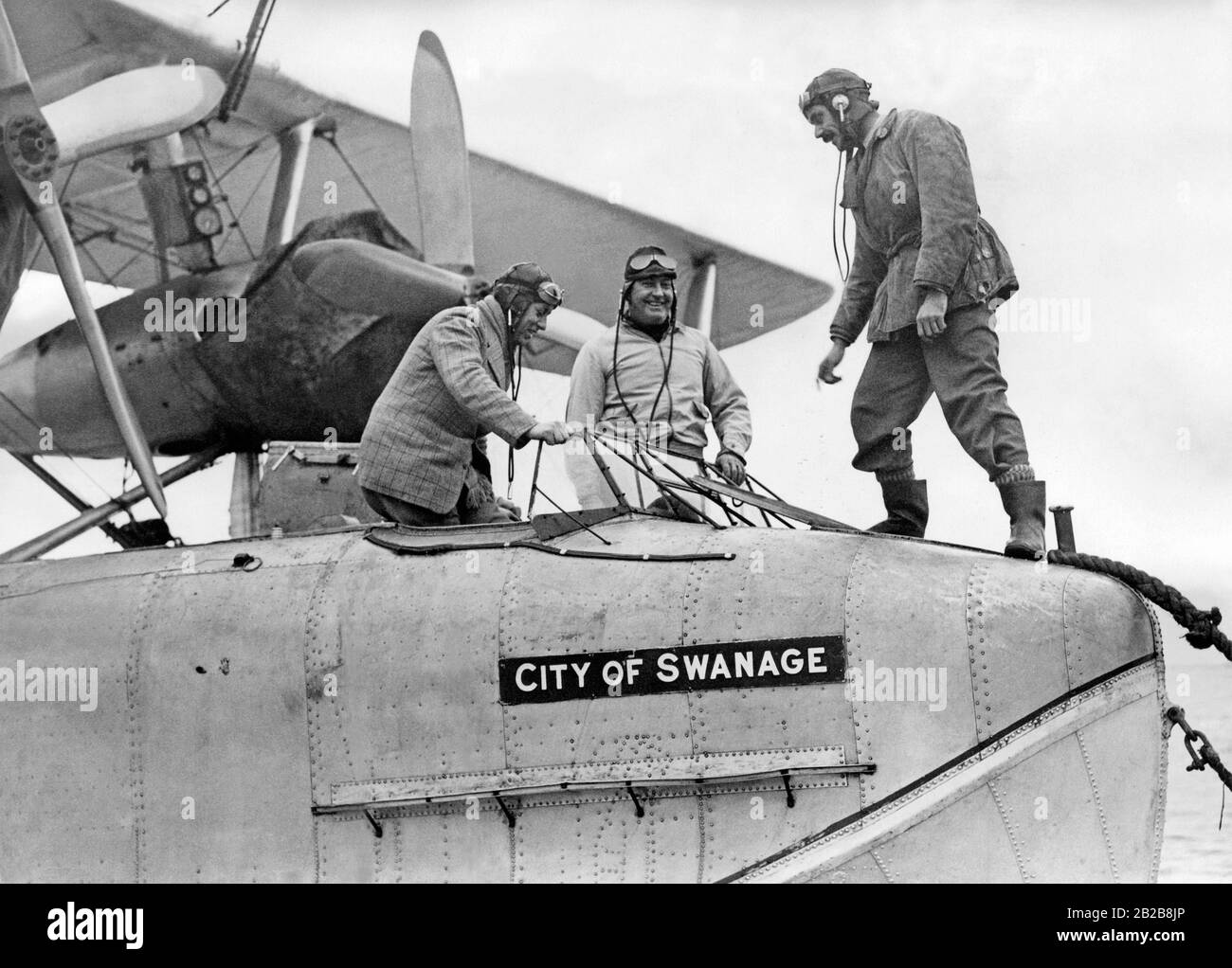 In the second stage of their training, pilots are trained on the three-engine Short Calcutta. Stock Photo