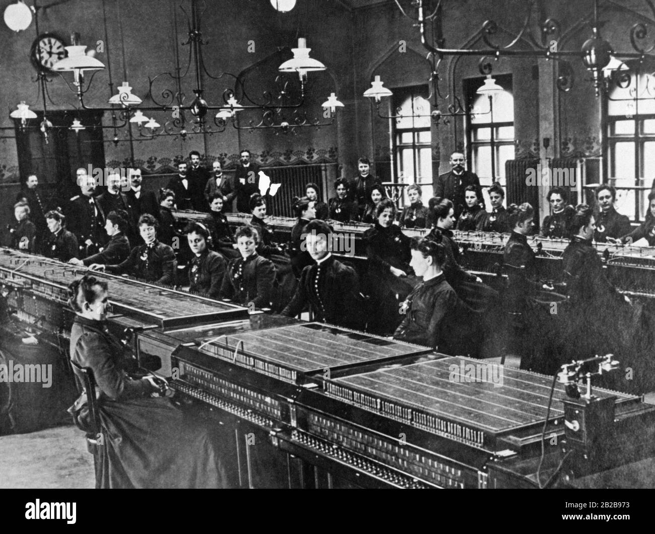 Women at work in the telephone exchange. With the socalled desk system