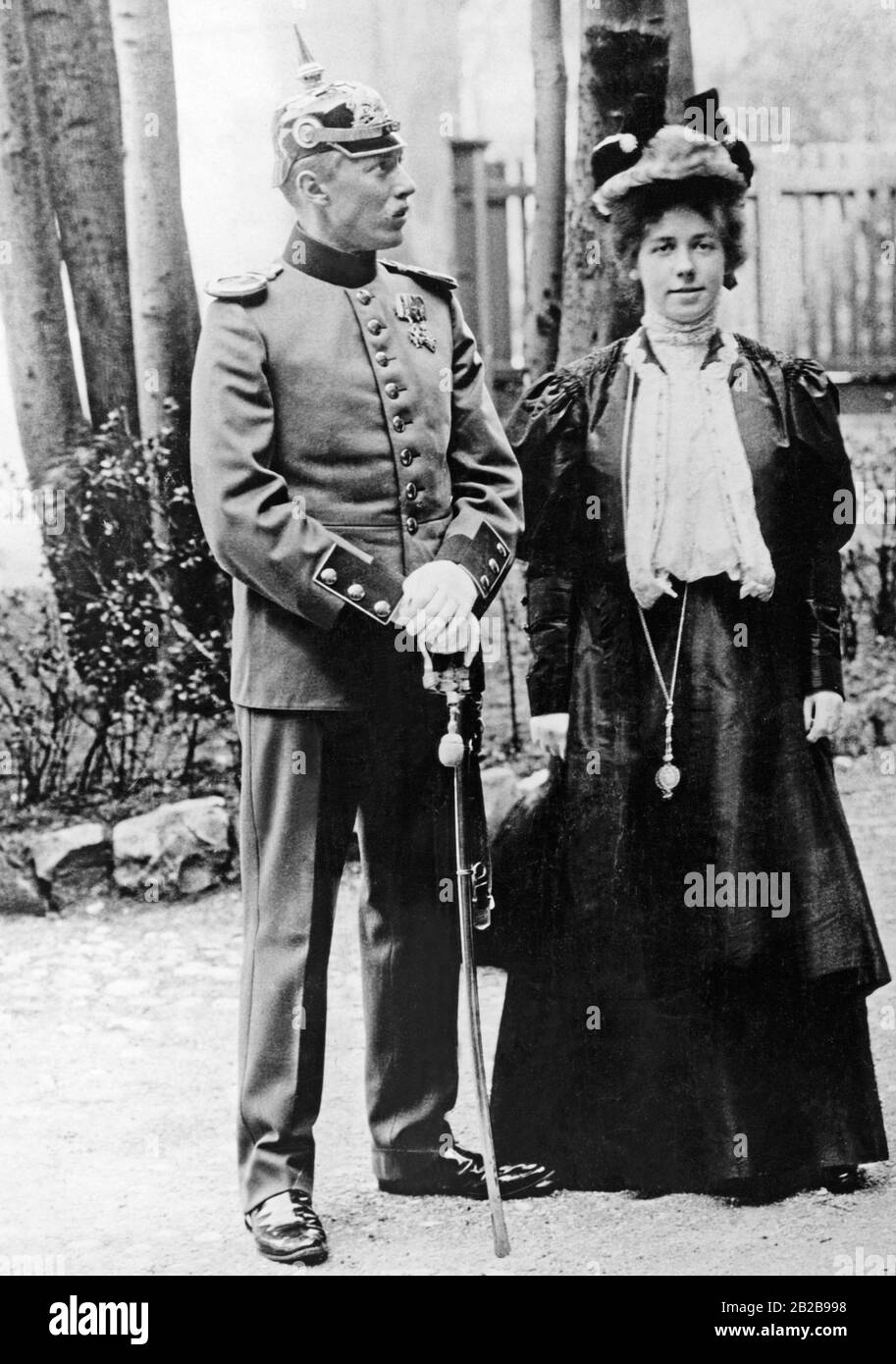 The German geophysicist and explorer Wilhelm Filchner with his wife in Munich after his return from his expedition to Tibet. Stock Photo