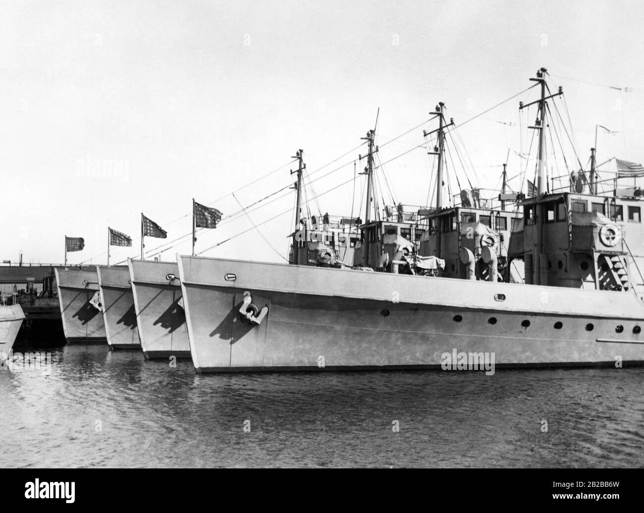 Prohibition: Patrol boats of the coast guard which guard the coast of New England. Stock Photo