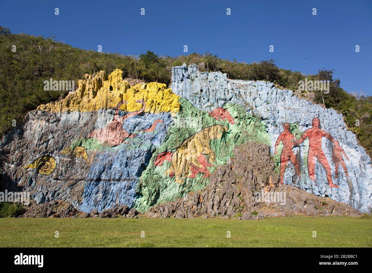 Mural of Prehistory, Vinales Valley, UNESCO World Heritage Site, Cuba Stock Photo