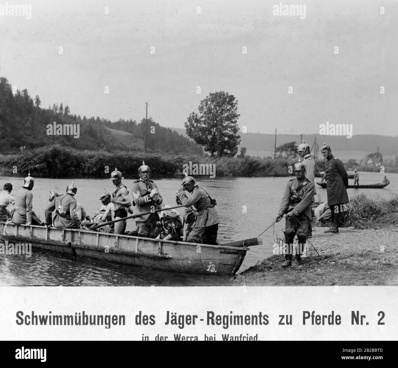Swimming exercises of the 2nd Mounted Rifles (JaegerRegiment zu Pferde