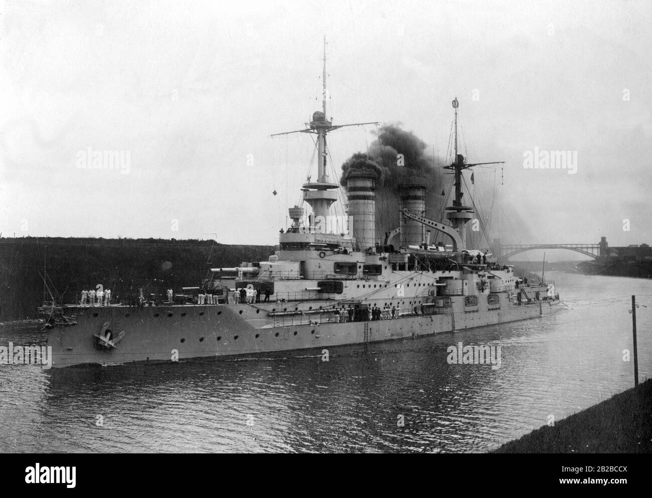 The SMS Zaehringen was a liner of the Imperial Navy, the third of a total of five ships of the Wittelsbach class. She was commissioned in 1902 and was in service during the First and Second World Wars until she was sunk off the Bay of Gdansk in 1944. Stock Photo