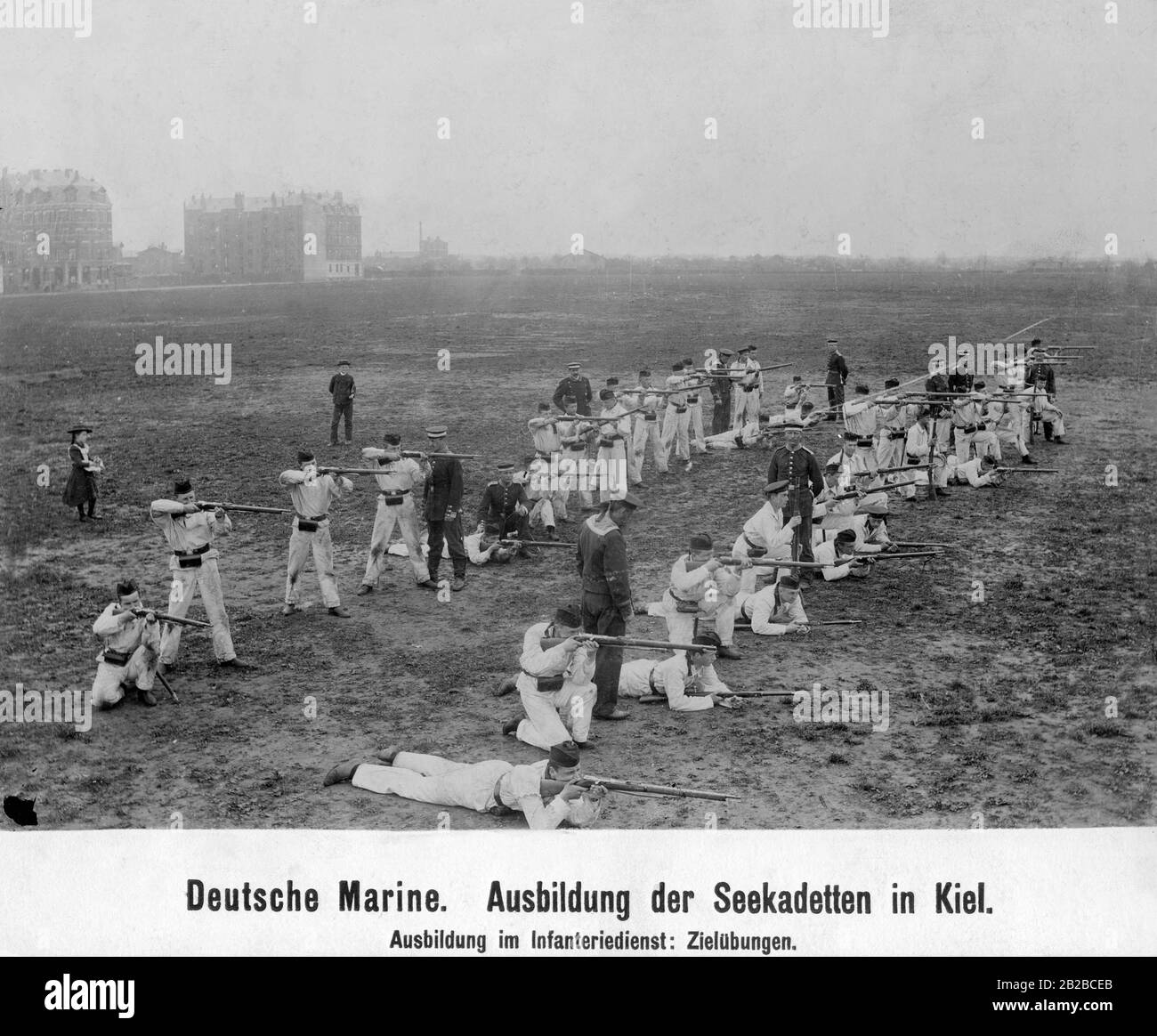 Training of German naval cadets in infantry service in Kiel, here during target practice. These were part of the basic training of the first months in infantry service. Stock Photo