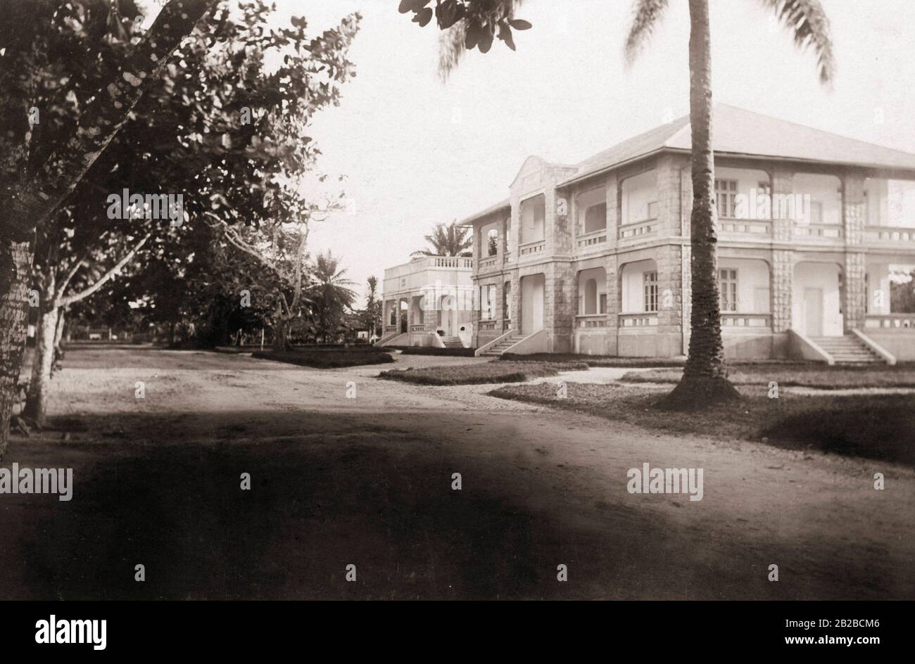 Accommodation of the German governor in the German colony of Cameroon in the town of Duala. Stock Photo
