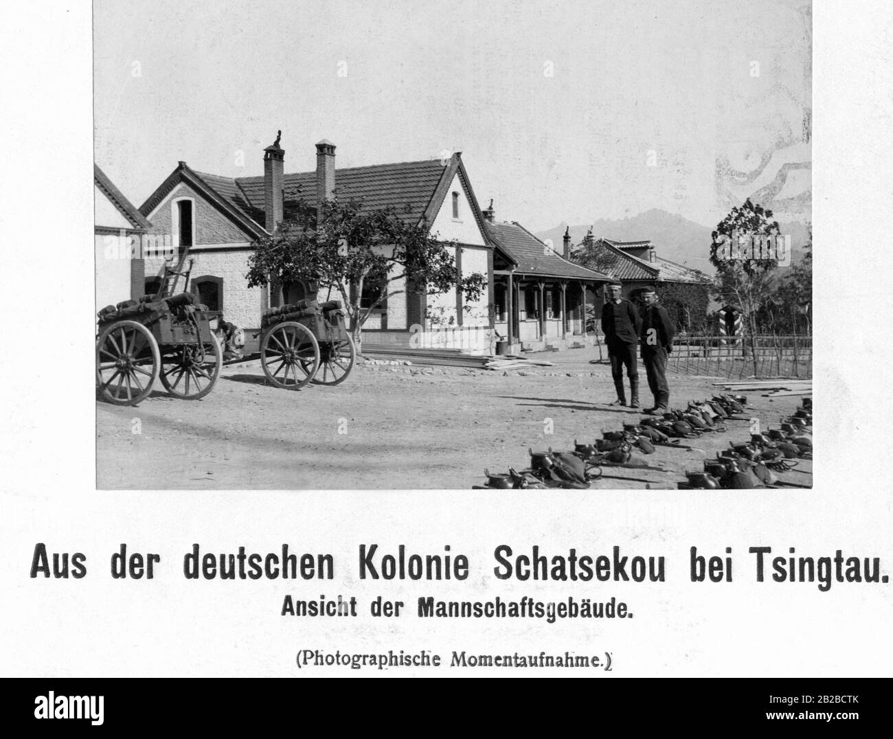 View of the German team building in the German colony Schatsekou near Tsingtau. Stock Photo