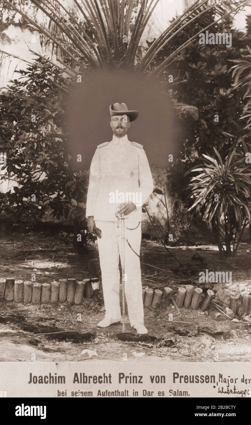 The Prussian prince Joachim Albrecht of Prussia, major of the German Schutztruppe, during his stay in German East Africa in Dar es Salaam. Stock Photo