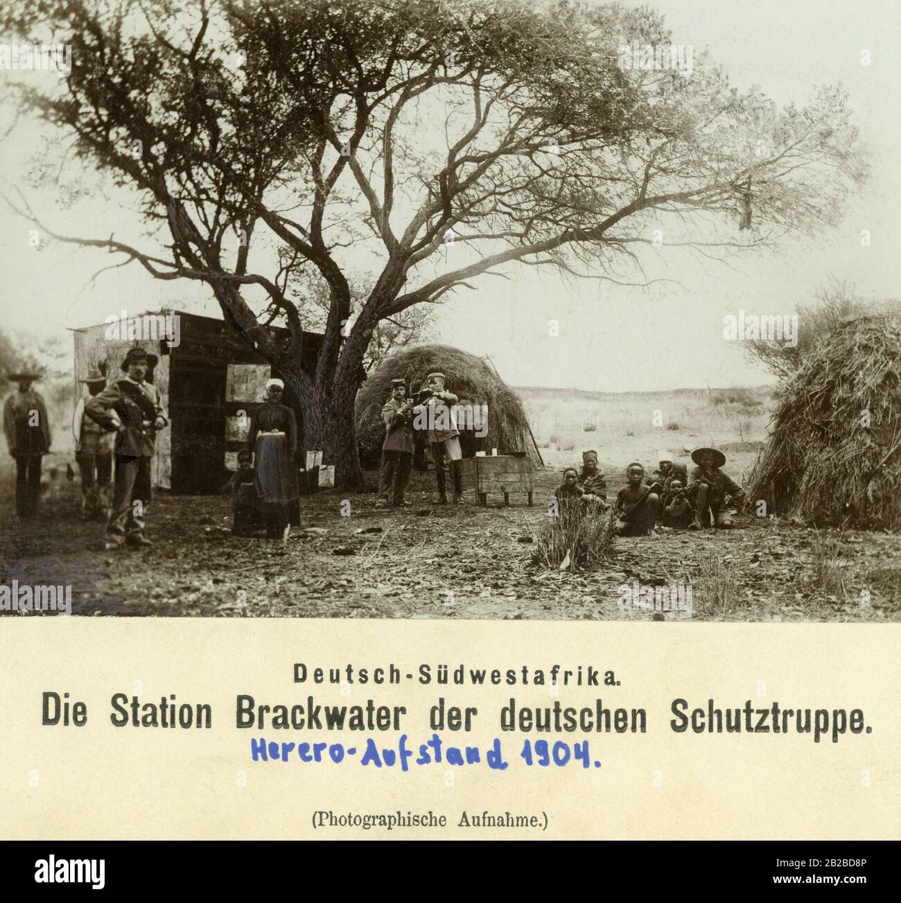 The Brackwater station of the German Schutztruppe during the Herero Uprising in 1904. Stock Photo