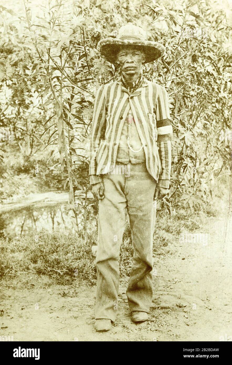 Between 1904 and 1908, the native population rose against German supremacy in German South-West Africa. The picture shows the leader of the movement Simon Copper. The so-called Herero uprising ended with an extermination campaign of the German colonial troops. Stock Photo
