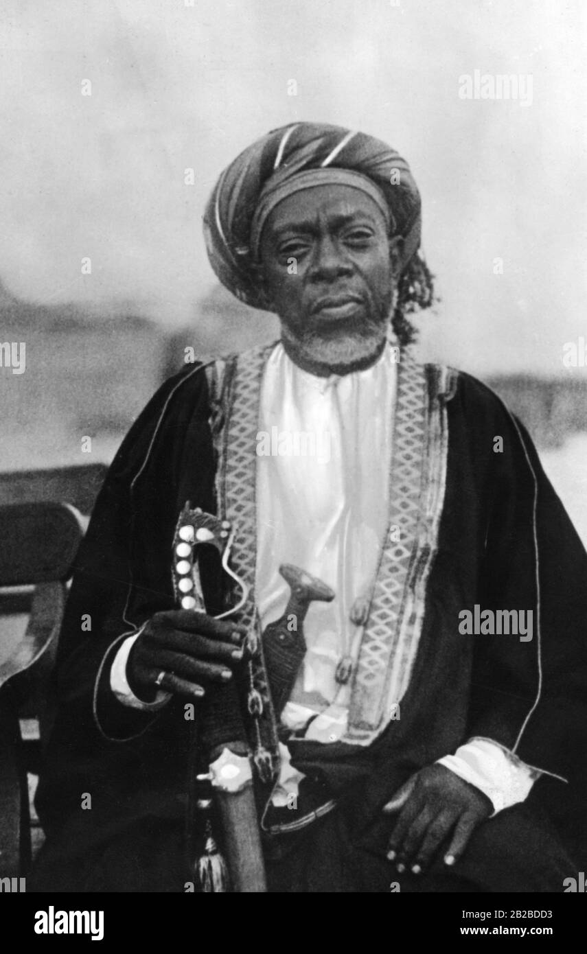 Portrait of the Sultan of Useguha in East Africa, Bana Heri. He followed  Arab resistance leader Abushiri ibn Salim al-Harthi, also known as  "Buschiri", who was executed by the Germans. Ultimately, however,
