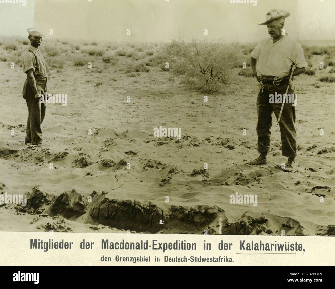 Men of the Macdonald Expedition in the Kalahari Desert in German South West Africa. Stock Photo