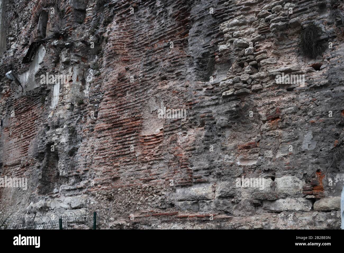 The old walls of the city of Constantinople. Brickwork. Modern Istanbul. Turkey. Stock Photo