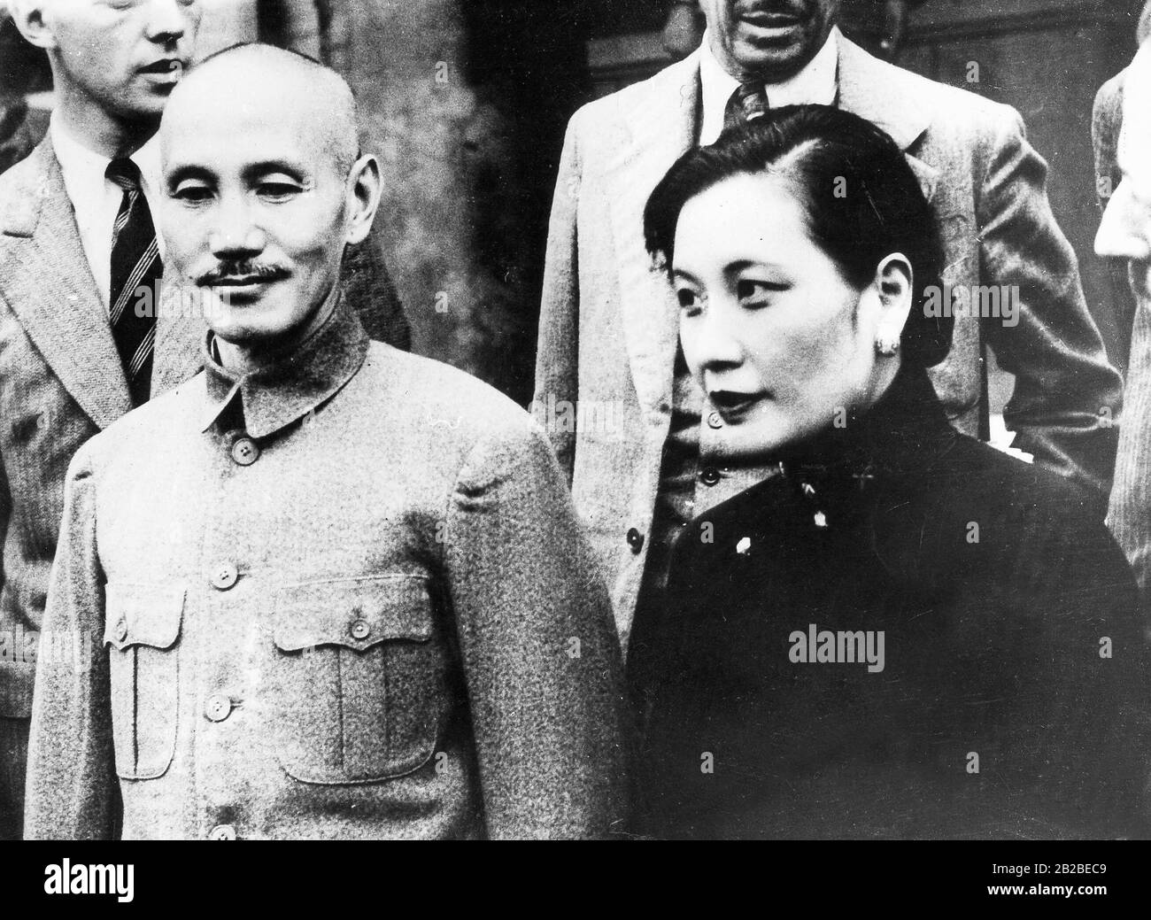 General Chiang Kai-shek with wife Soong Mei-ling (around the 1940's) Stock Photo