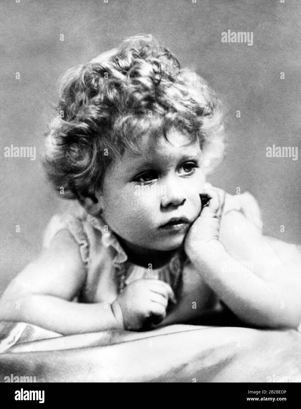 Elizabeth II, portrayed as a three-year-old child. Stock Photo