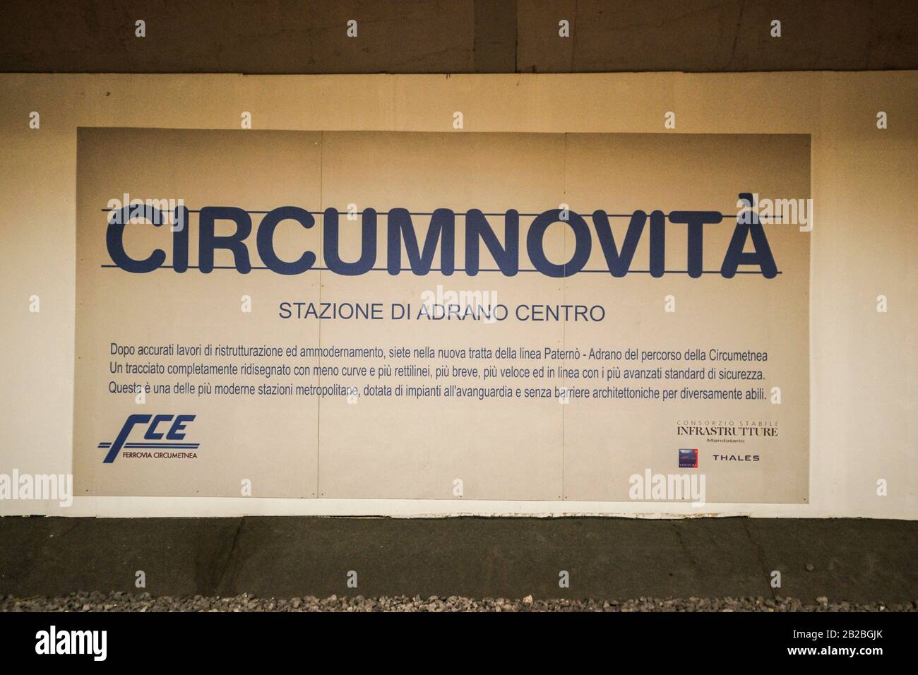 Circumnovita, Stazione di Adrano Centro (Adrano Central Station. Subterranean railway station. Adrano, Sicily, Italy. Stock Photo
