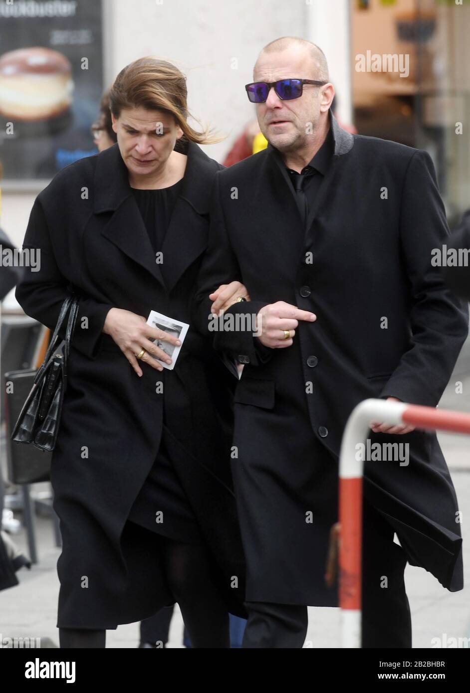 Munich, Germany. 02nd Mar, 2020. The actor Heino Ferch and his wife Marie-Jeanette Ferch come to the funeral service for the director and cameraman Joseph Vilsmaier. Vilsmaier had died on 11 February at the age of 81. Credit: Tobias Hase/dpa/Alamy Live News Stock Photo