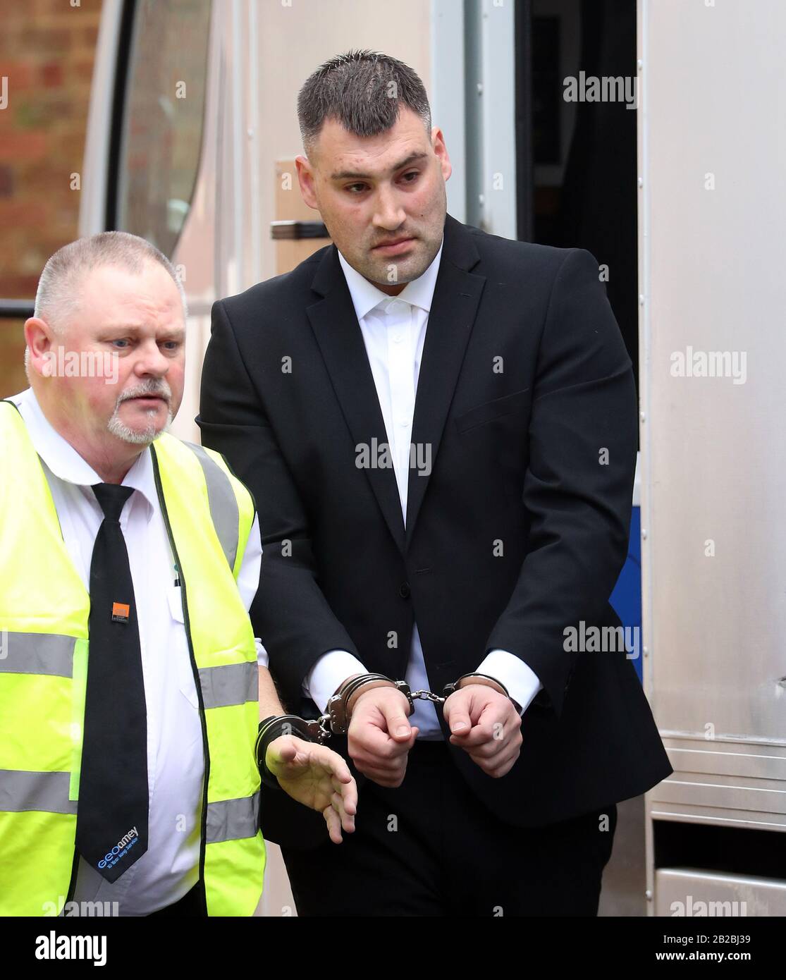 Michael Roe arriving at Lewes Crown Court where he is charged with the murder of a child under one year old between September 8 and 11 2018; wounding or inflicting grievous bodily harm without intent and causing or allowing the death of a child, in connection with the death of his daughter, Holly. Stock Photo