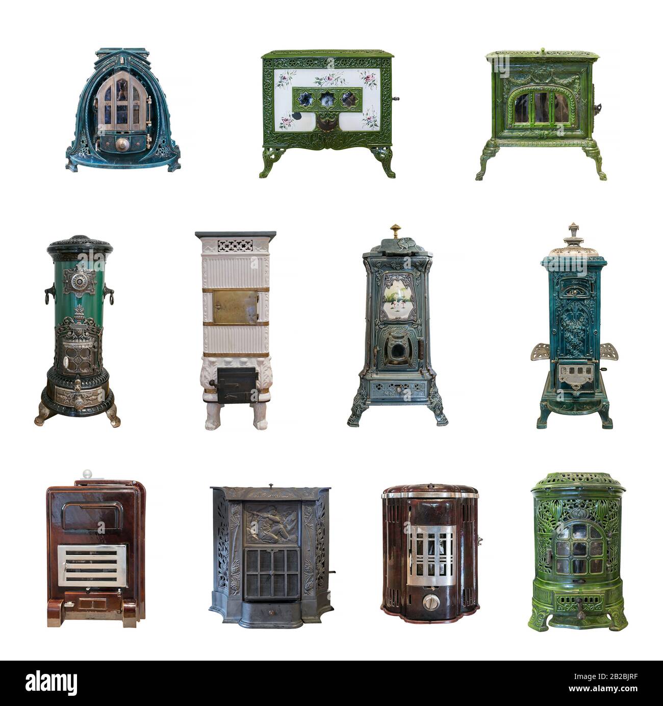 A set of antique furnaces of the 18th and 19th century for heating ...
