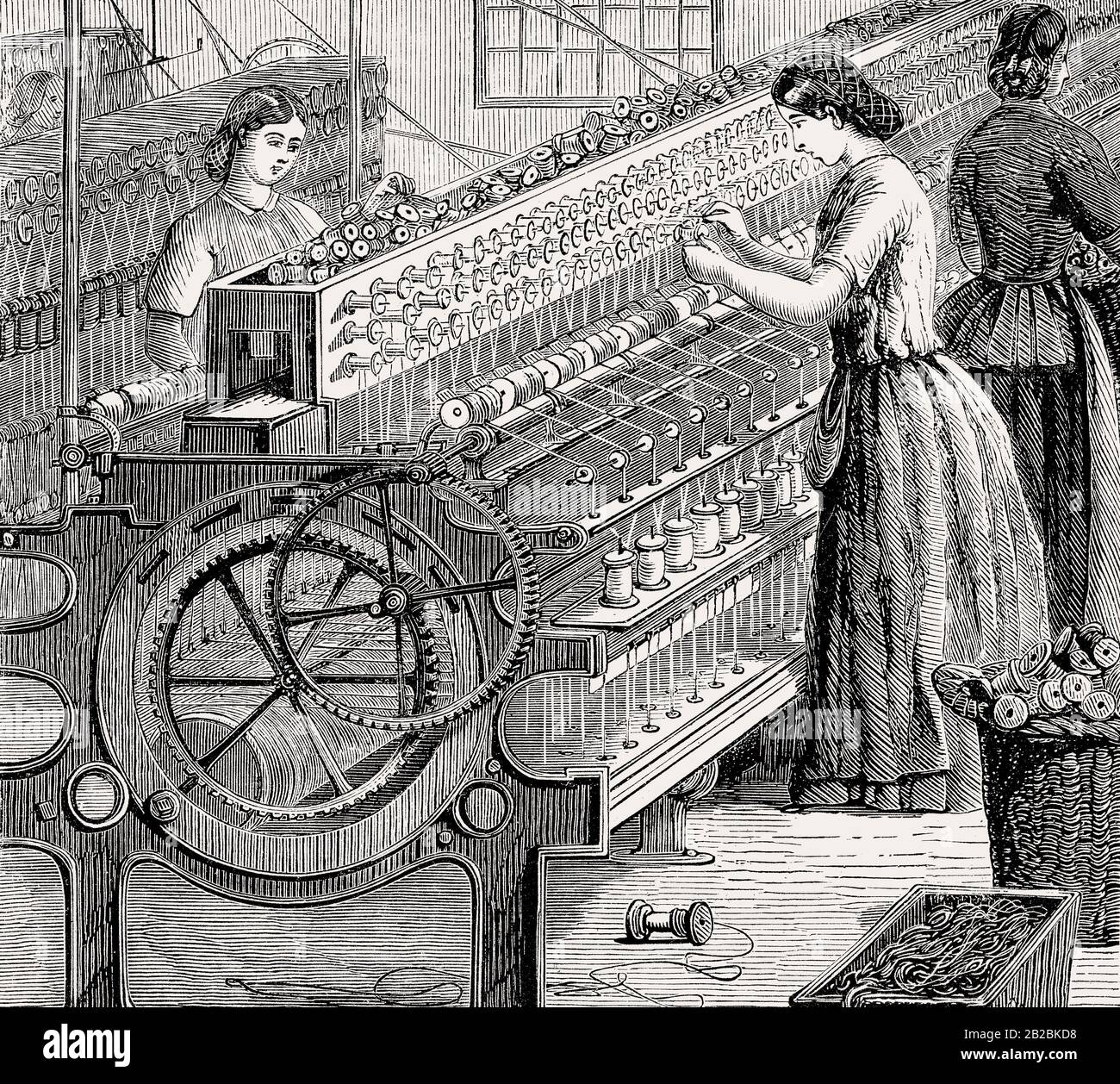 Cotton spinning at Walter Evans and Company, Derby, England, 19th century Stock Photo