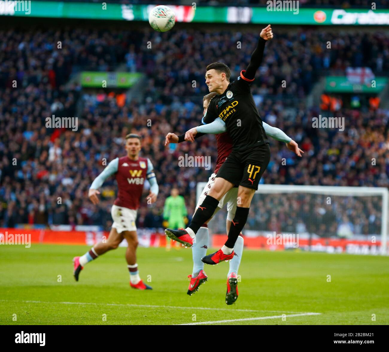 LONDON, UNITED KINGDOM. MARCH 01 Manchester City's Phil Foden in action during Carabao Cup Final between Aston Villa and Manchester City at Wembley St Stock Photo