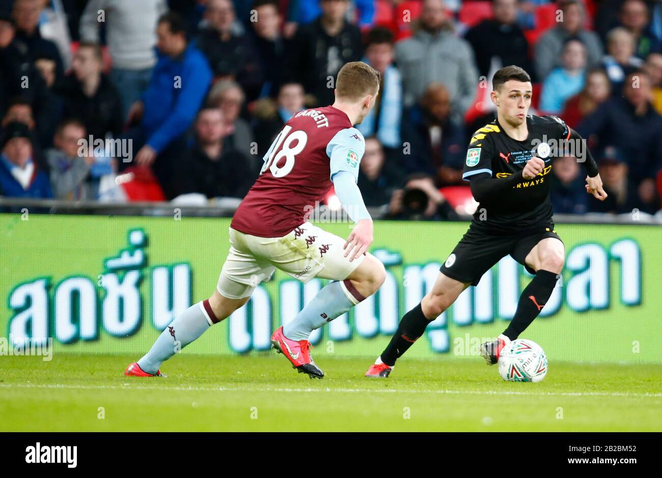 LONDON, UNITED KINGDOM. MARCH 01 Manchester City's Phil Foden in action during Carabao Cup Final between Aston Villa and Manchester City at Wembley St Stock Photo