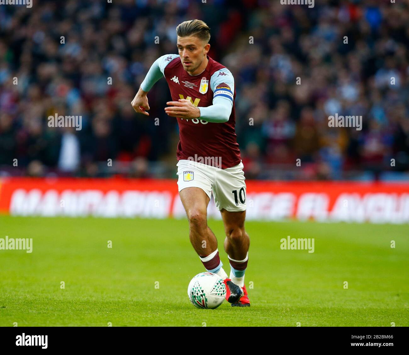 LONDON, UNITED KINGDOM. MARCH 01 Jack Grealish of Aston Villa in action during Carabao Cup Final between Aston Villa and Manchester City at Wembley St Stock Photo