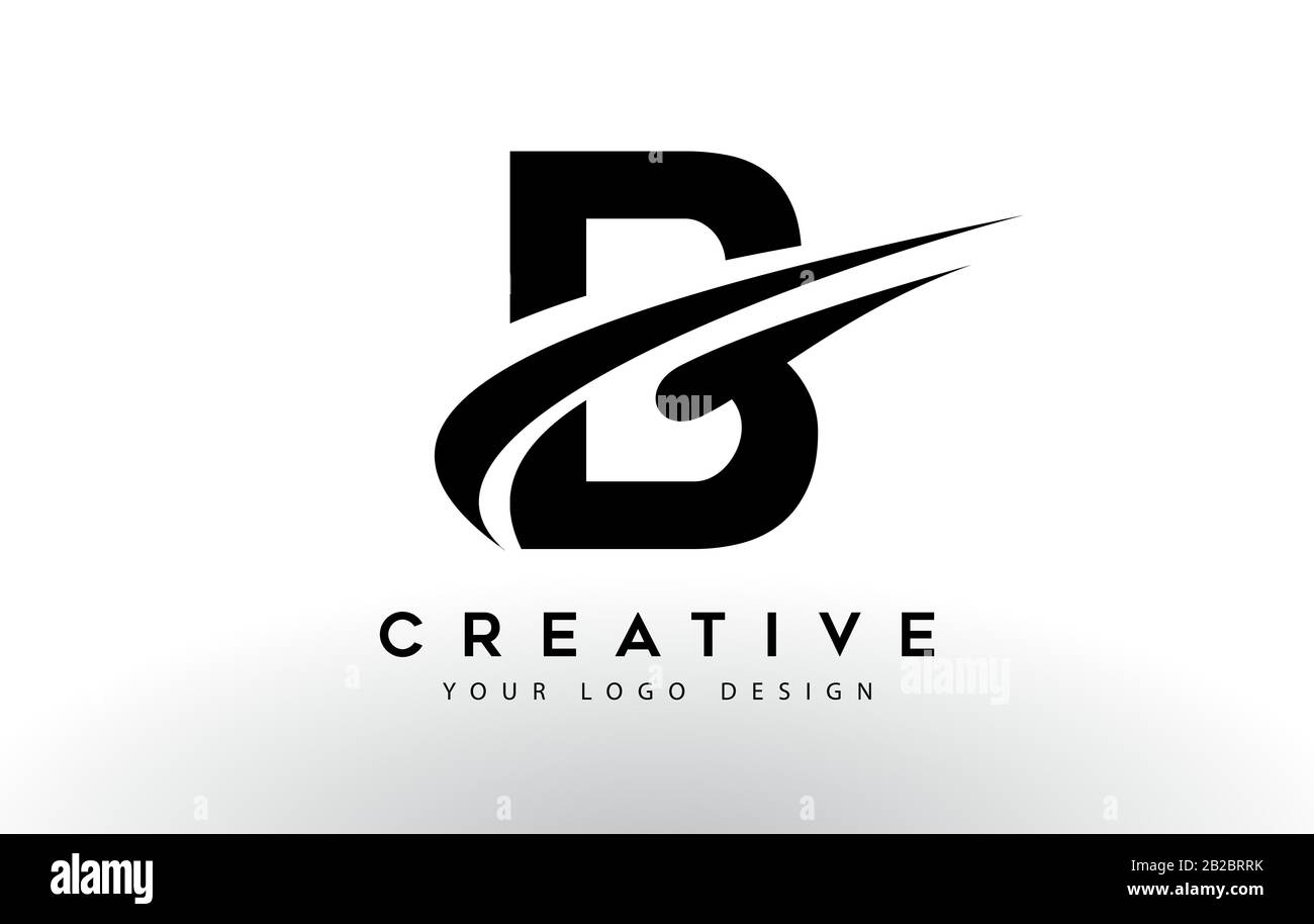 Creative B Letter Logo Design with Brush Swoosh Icon Vector ...