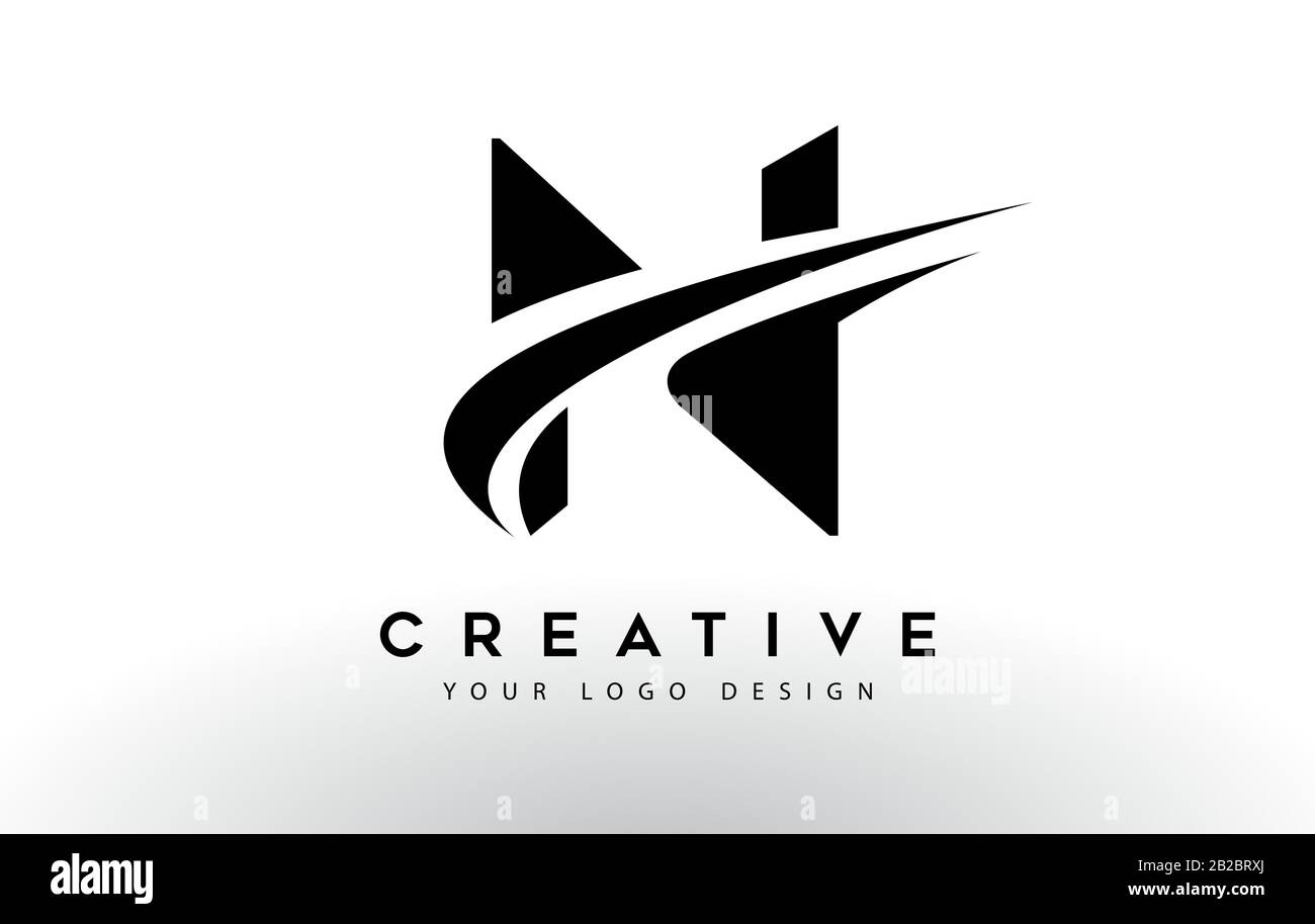 Creative N Letter Logo Design with Swoosh Icon Vector Illustration ...