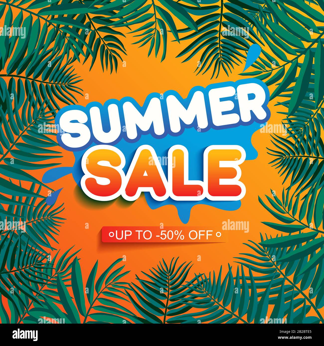 summer-sale-ad-background-with-leaves-stem-isolated-on-yellow-backdrop